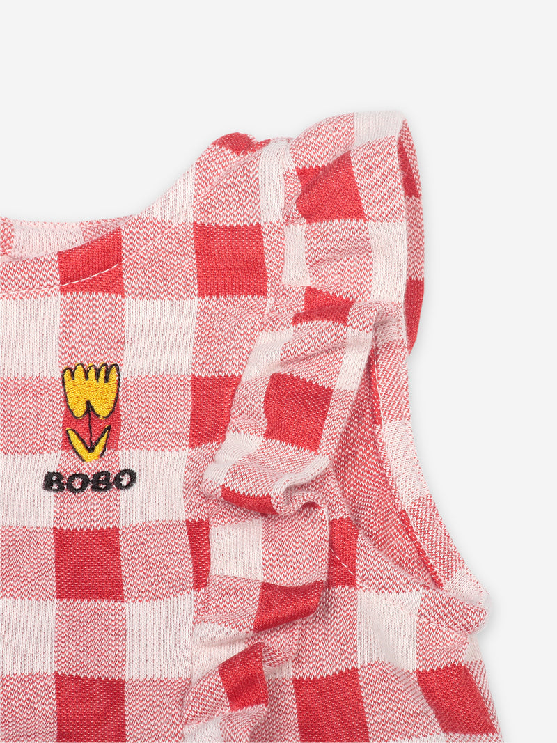 Vichy All Over Jersey Ruffle Dress