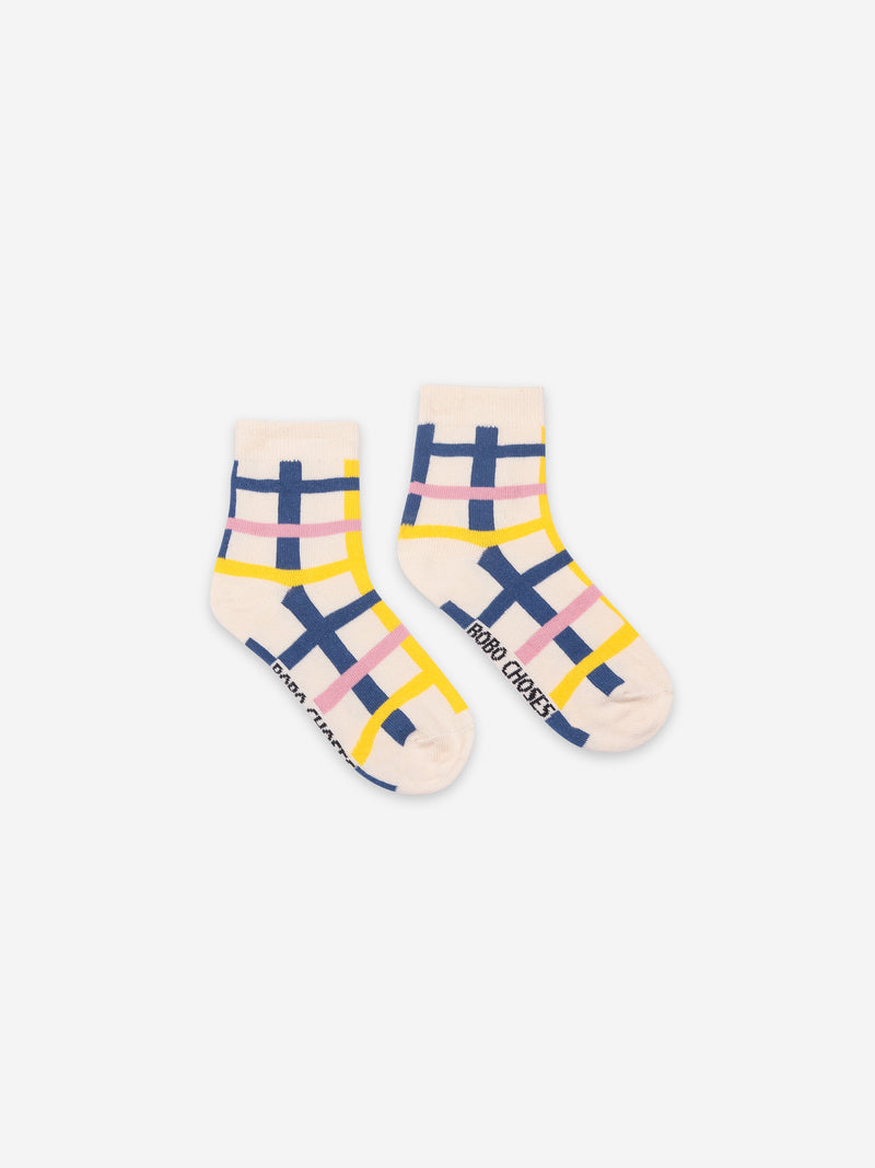 Blue Checkered Short Socks