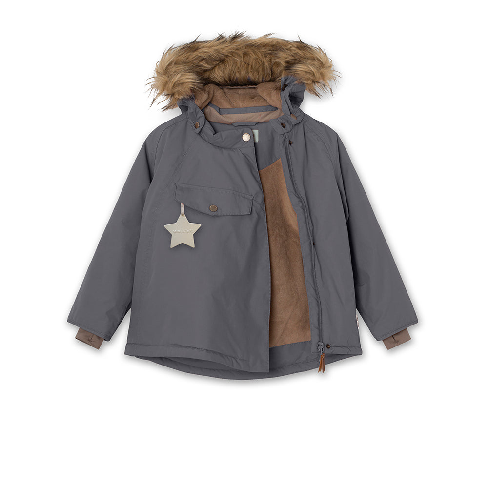 Wang Winter Jacket Fake Fur Forged Iron Blue