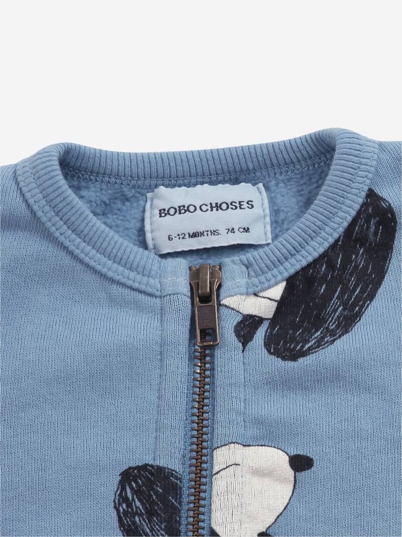 Doggie all over zipped sweatshirt forever blue