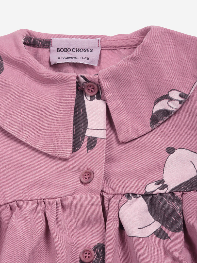 Doggie all over buttoned woven dress mesa rose