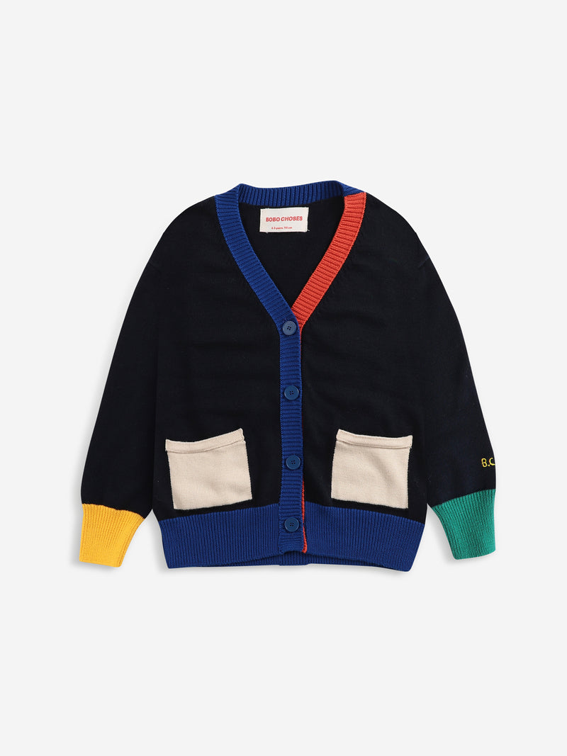 Multicolor knitted cardigan kids twilight blue