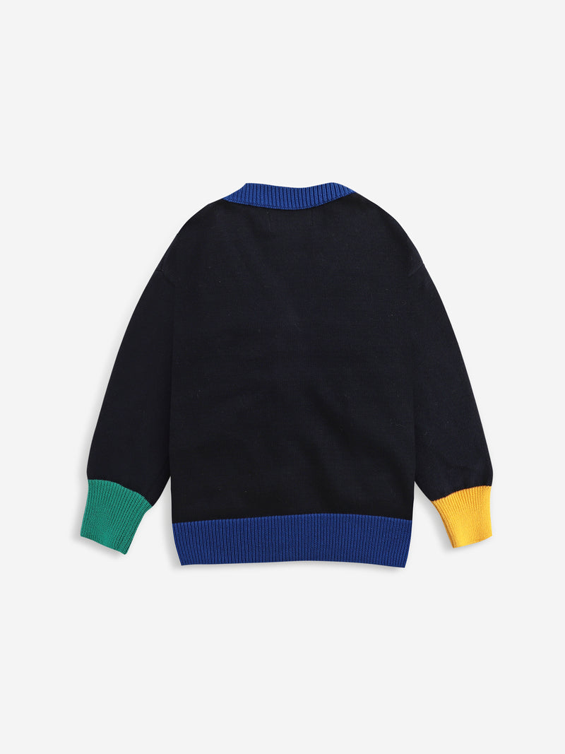 Multicolor knitted cardigan kids twilight blue