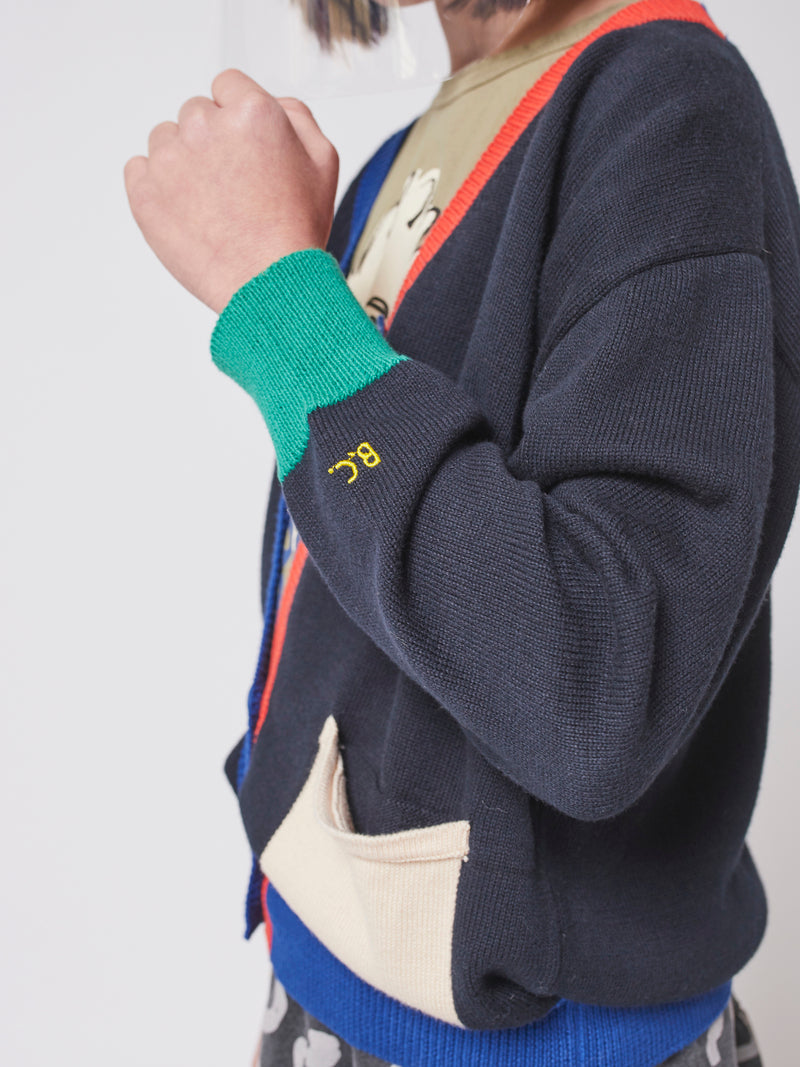 Multicolor knitted cardigan kids twilight blue