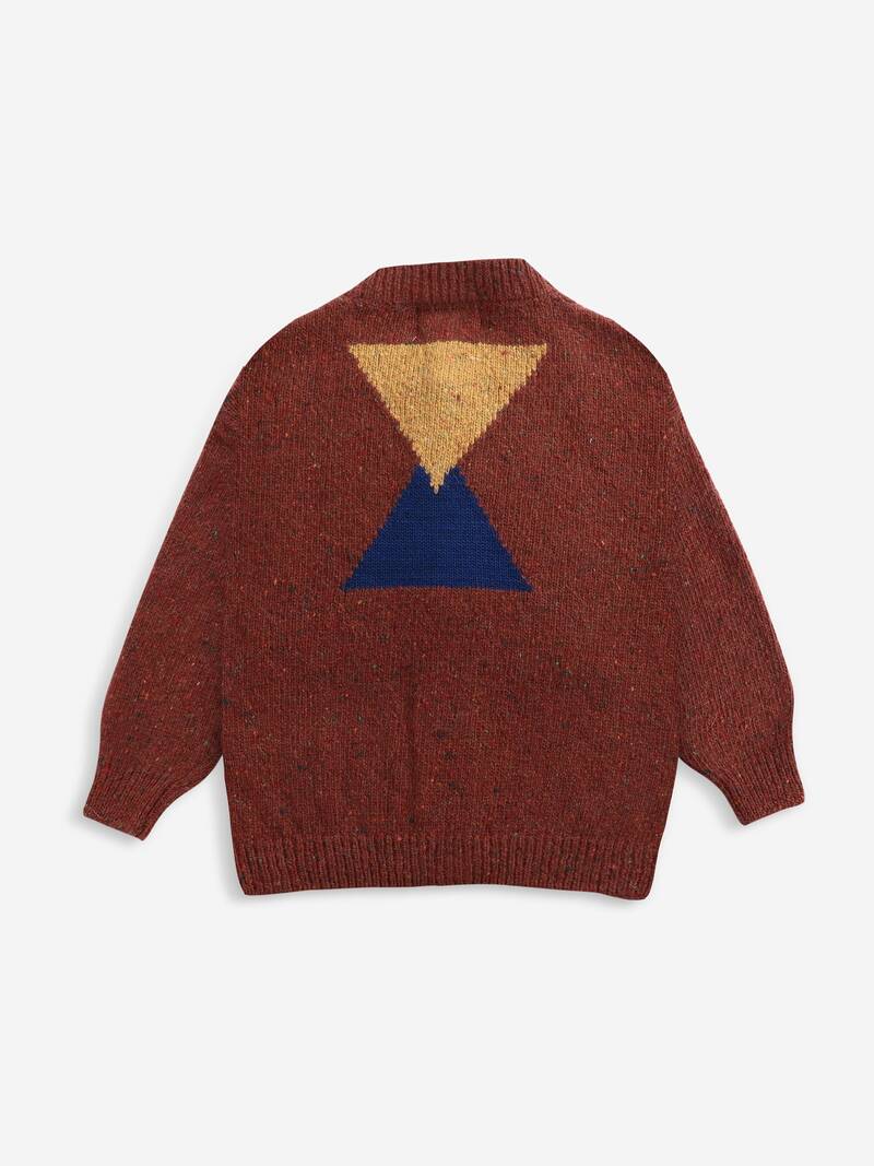 Geometric knitted cardigan kids tandoori spice