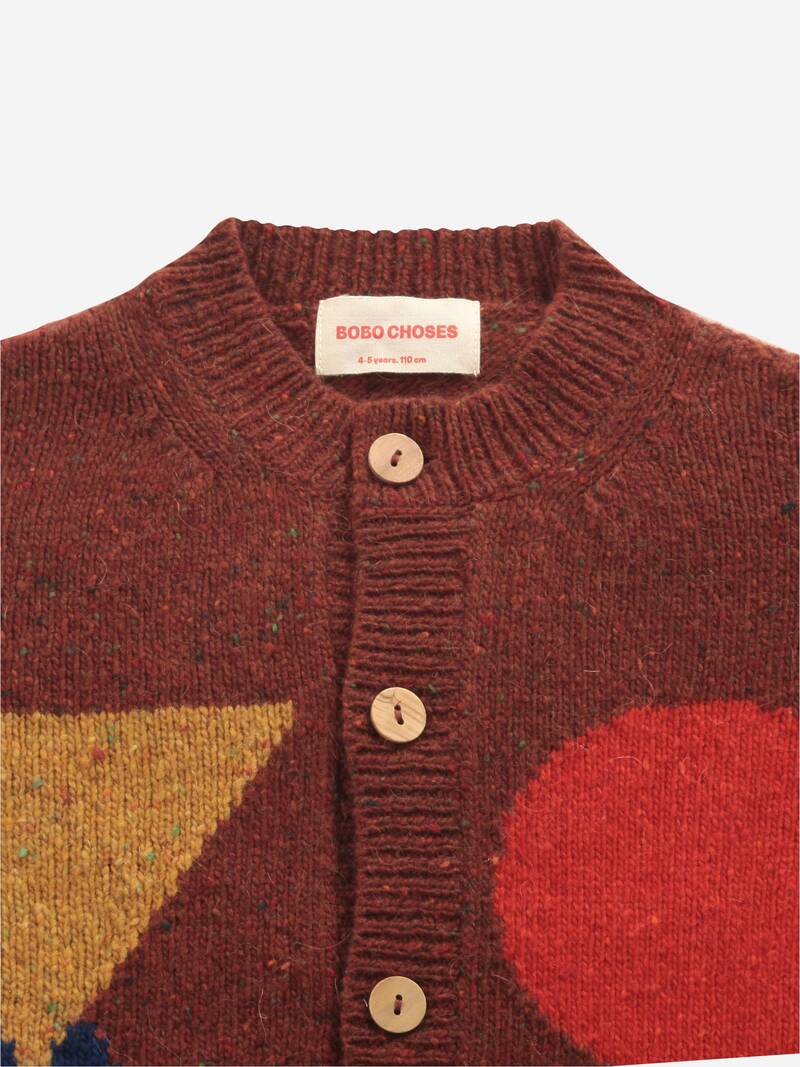 Geometric knitted cardigan kids tandoori spice