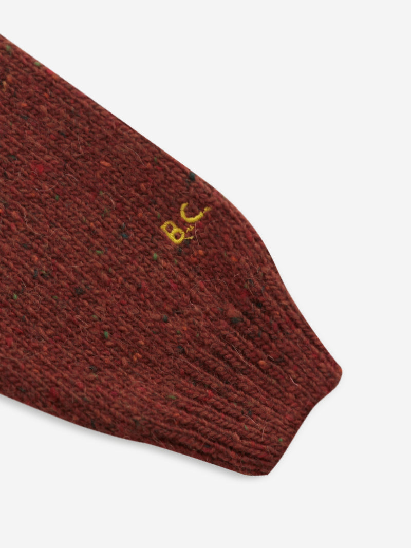 Geometric knitted cardigan kids tandoori spice