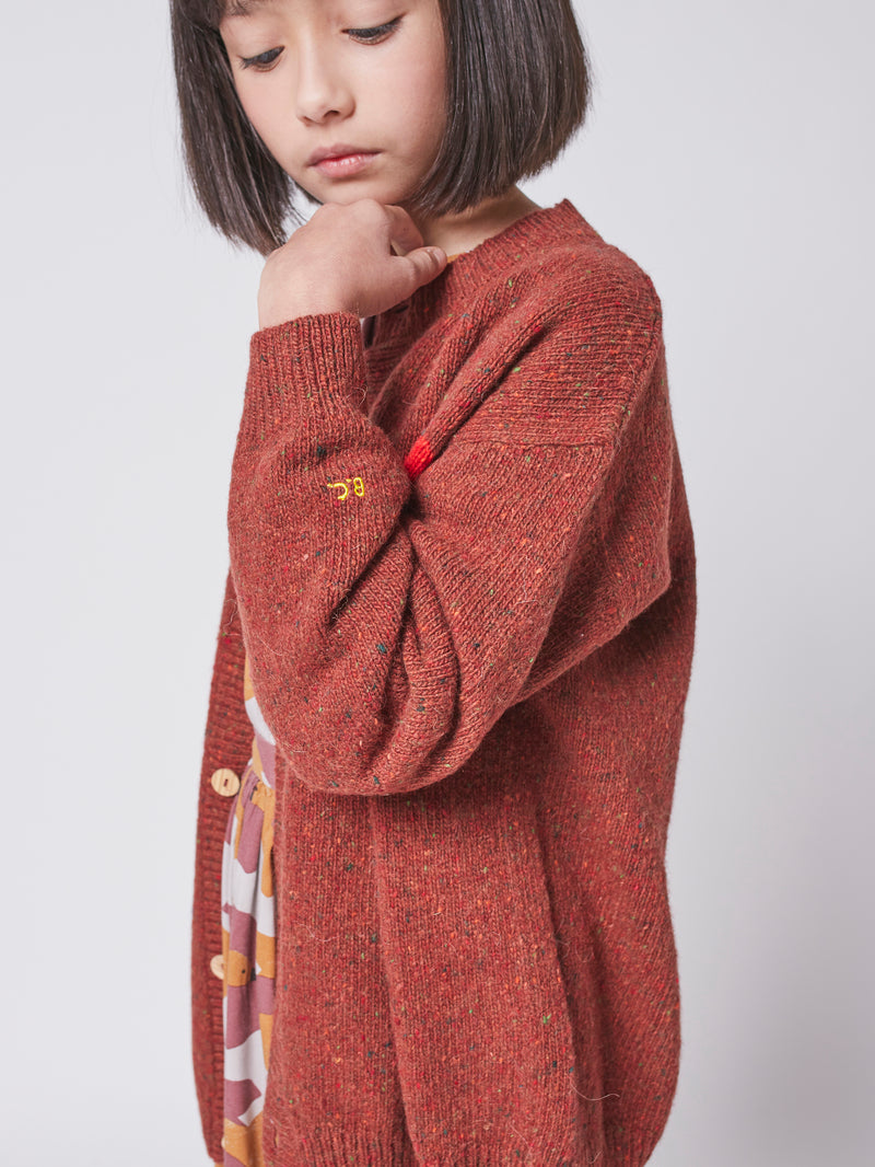 Geometric knitted cardigan kids tandoori spice