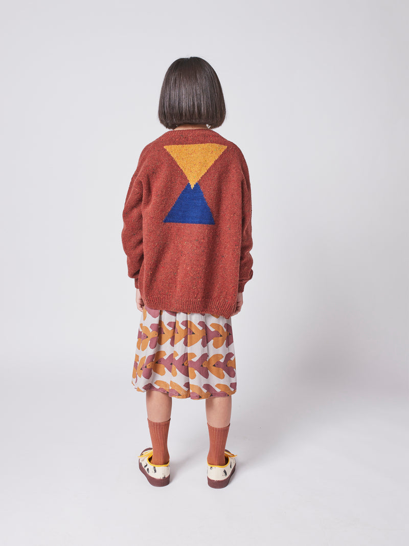Geometric knitted cardigan kids tandoori spice