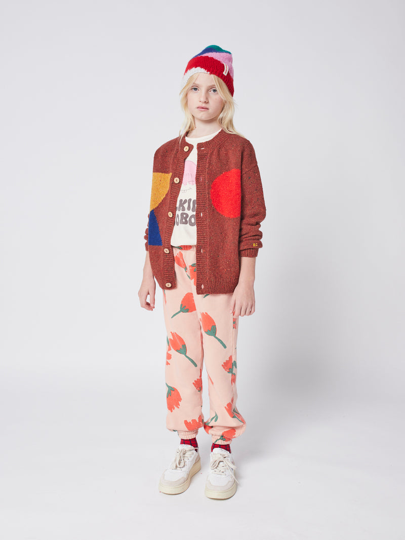 Geometric knitted cardigan kids tandoori spice