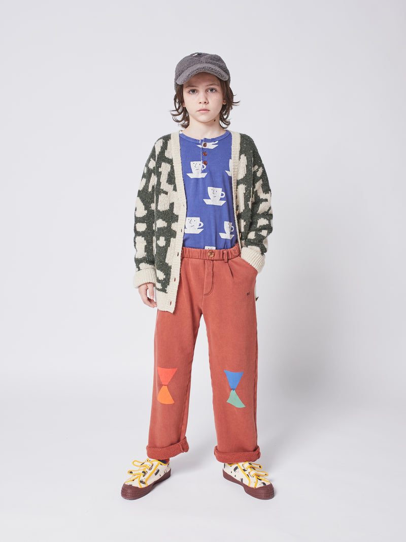 Geometric fleece pants tandoori spice