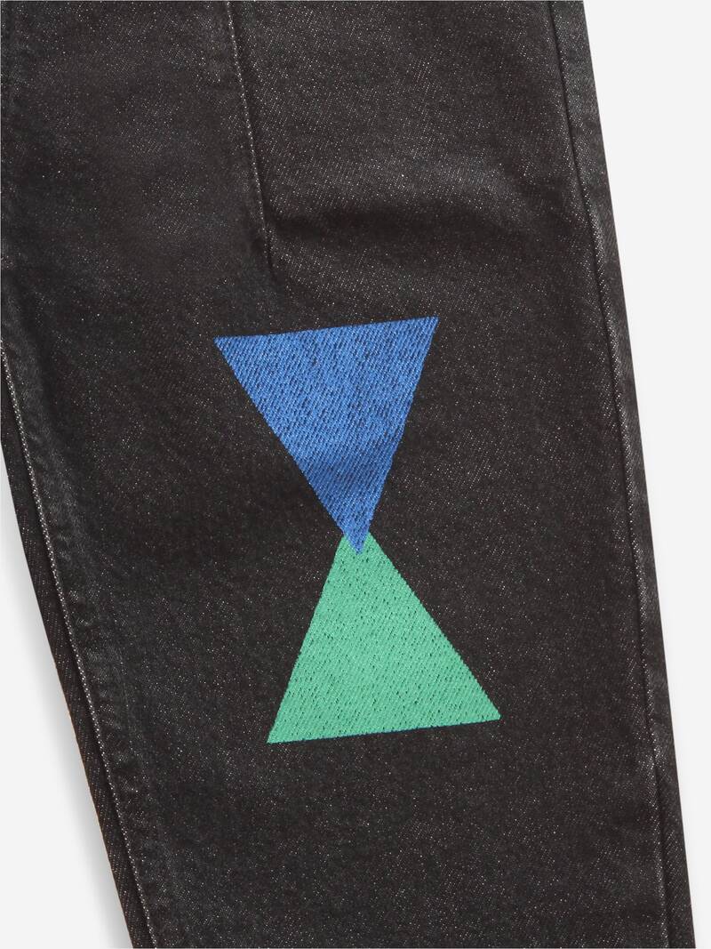 Geometric denim pants december sky