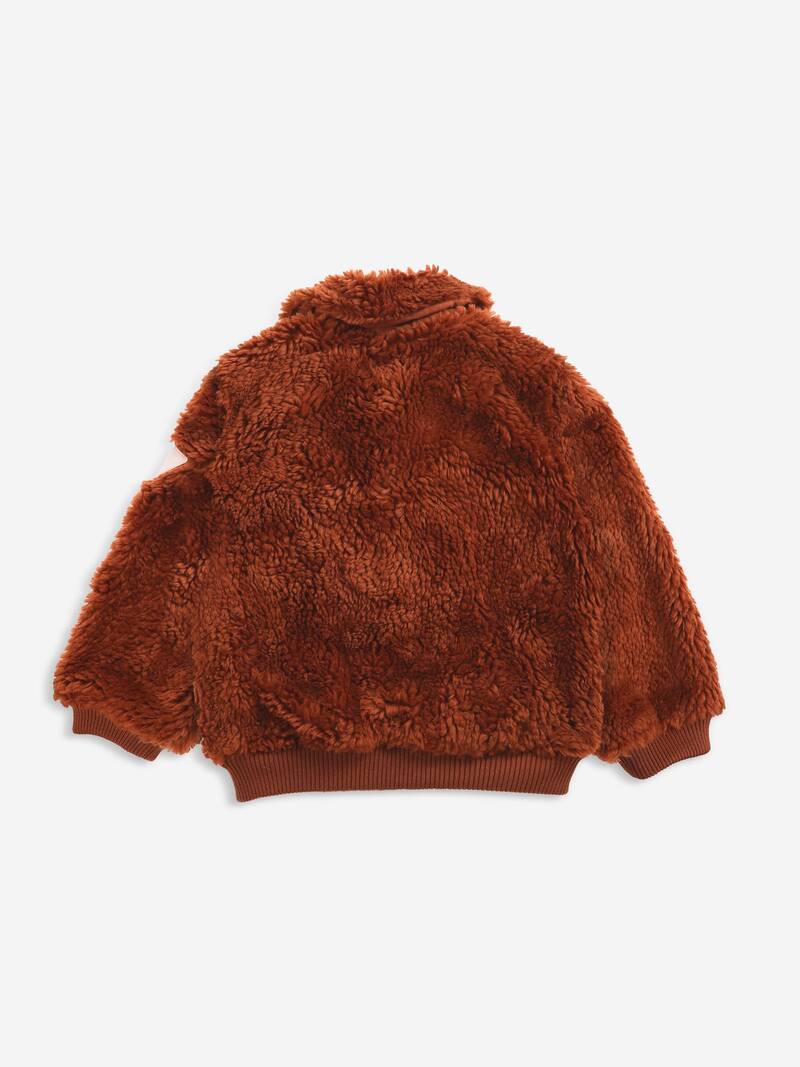 Face embroidery sheepskin Jacket kids tandoori spice