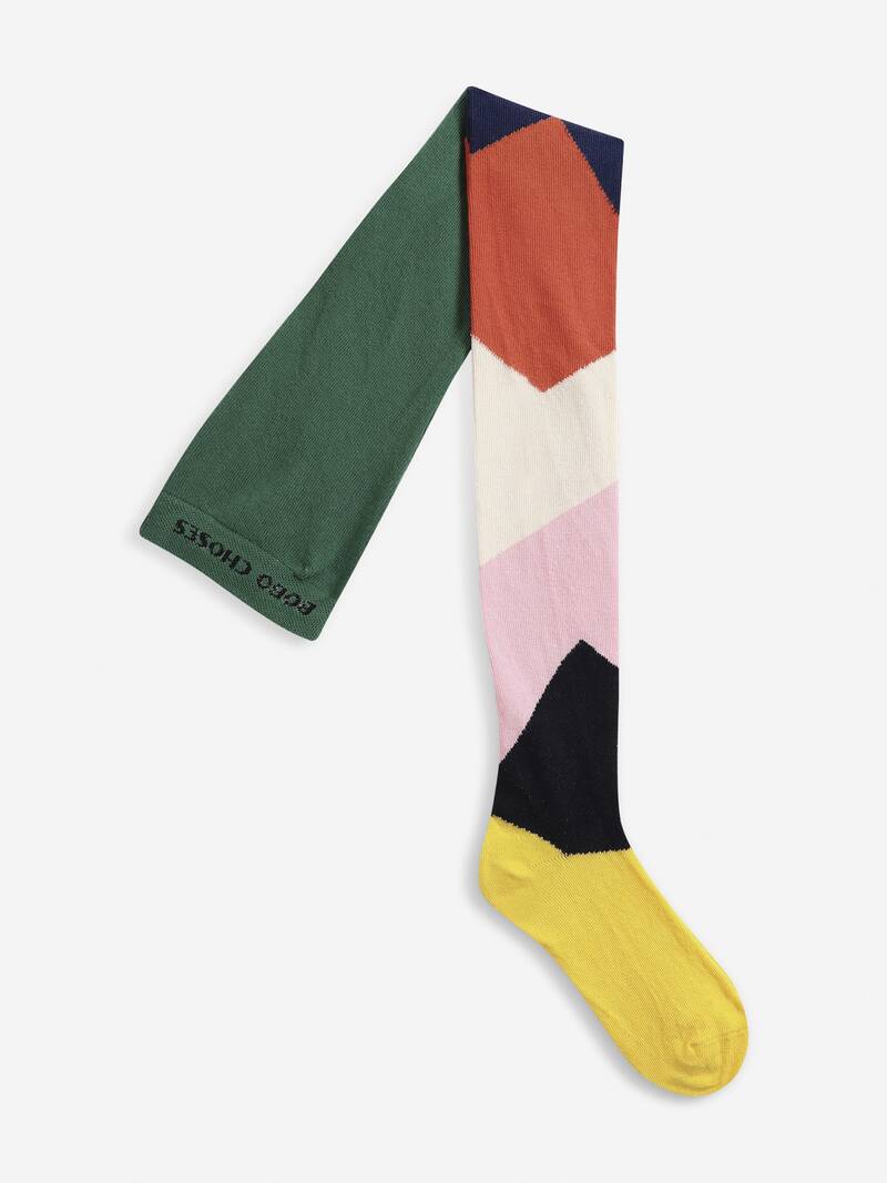 Multi color block tights bottle green