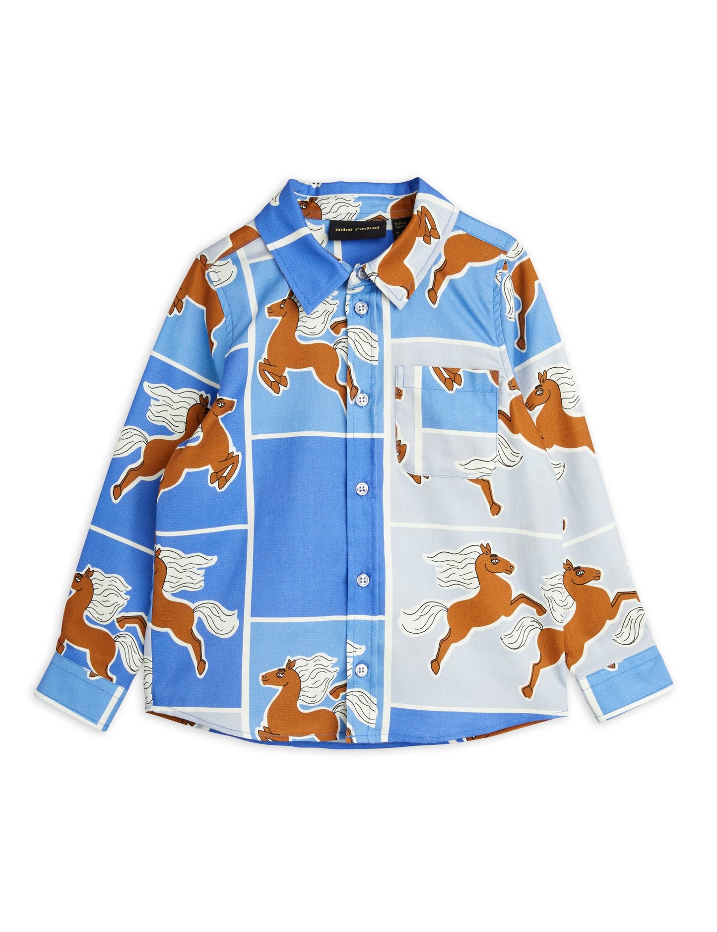 Horses Woven Shirt Blue