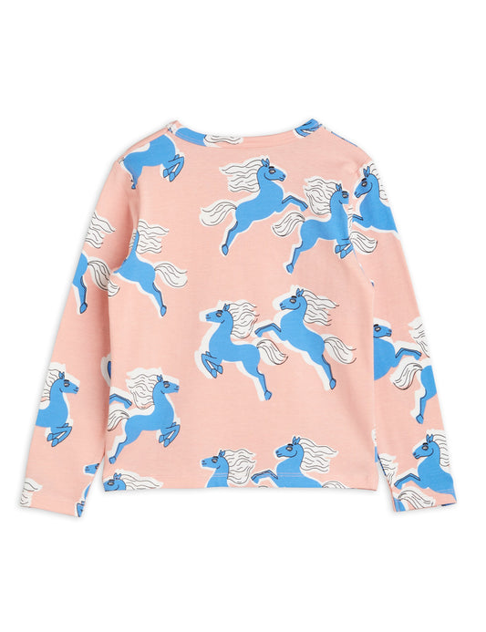 Horses aop LS Tee Pink