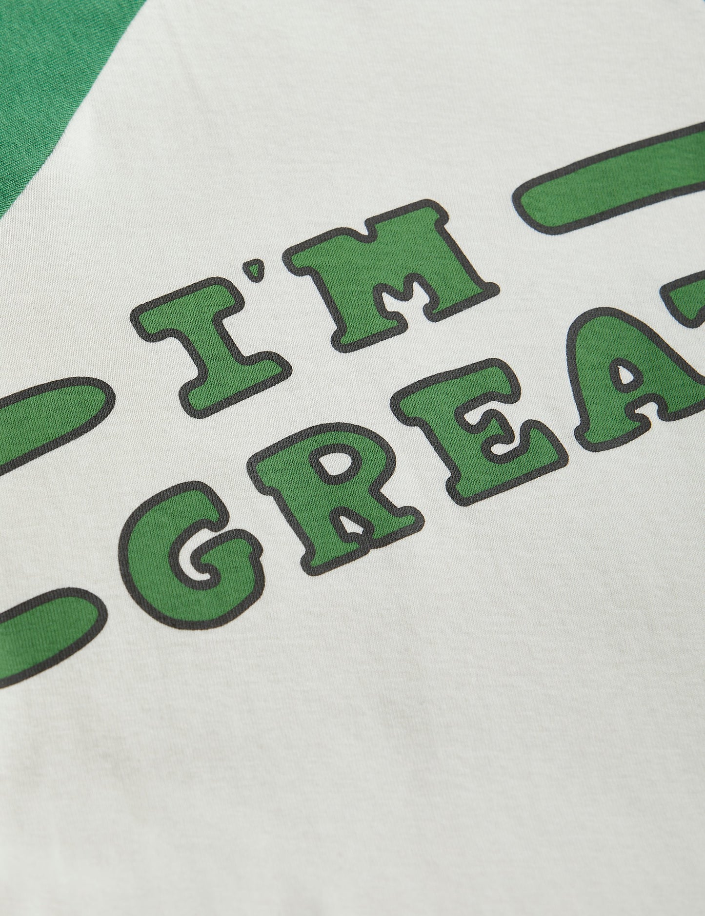 I am great sp raglan LS Tee Green