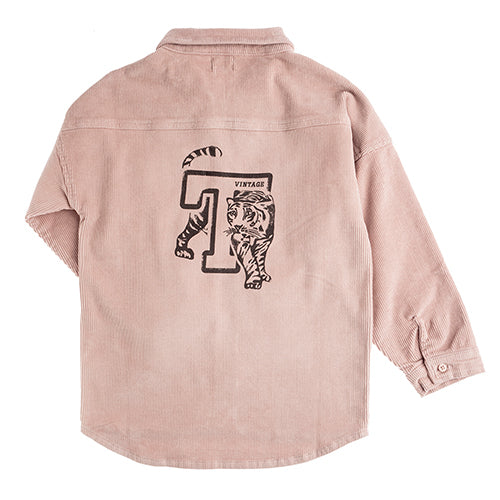Corduroy Overshirt With Print pink