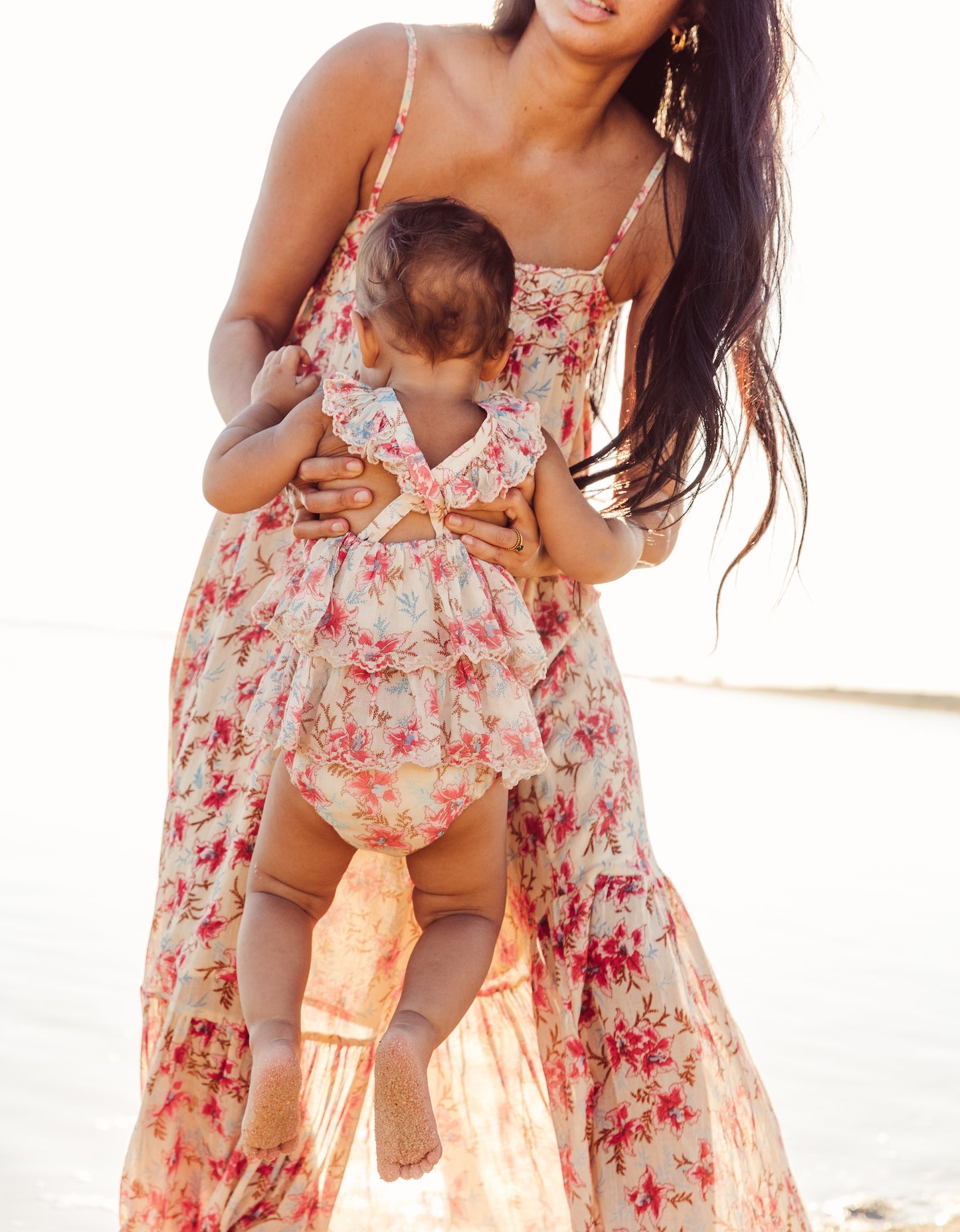 Salome Romper Raspberry Flowers