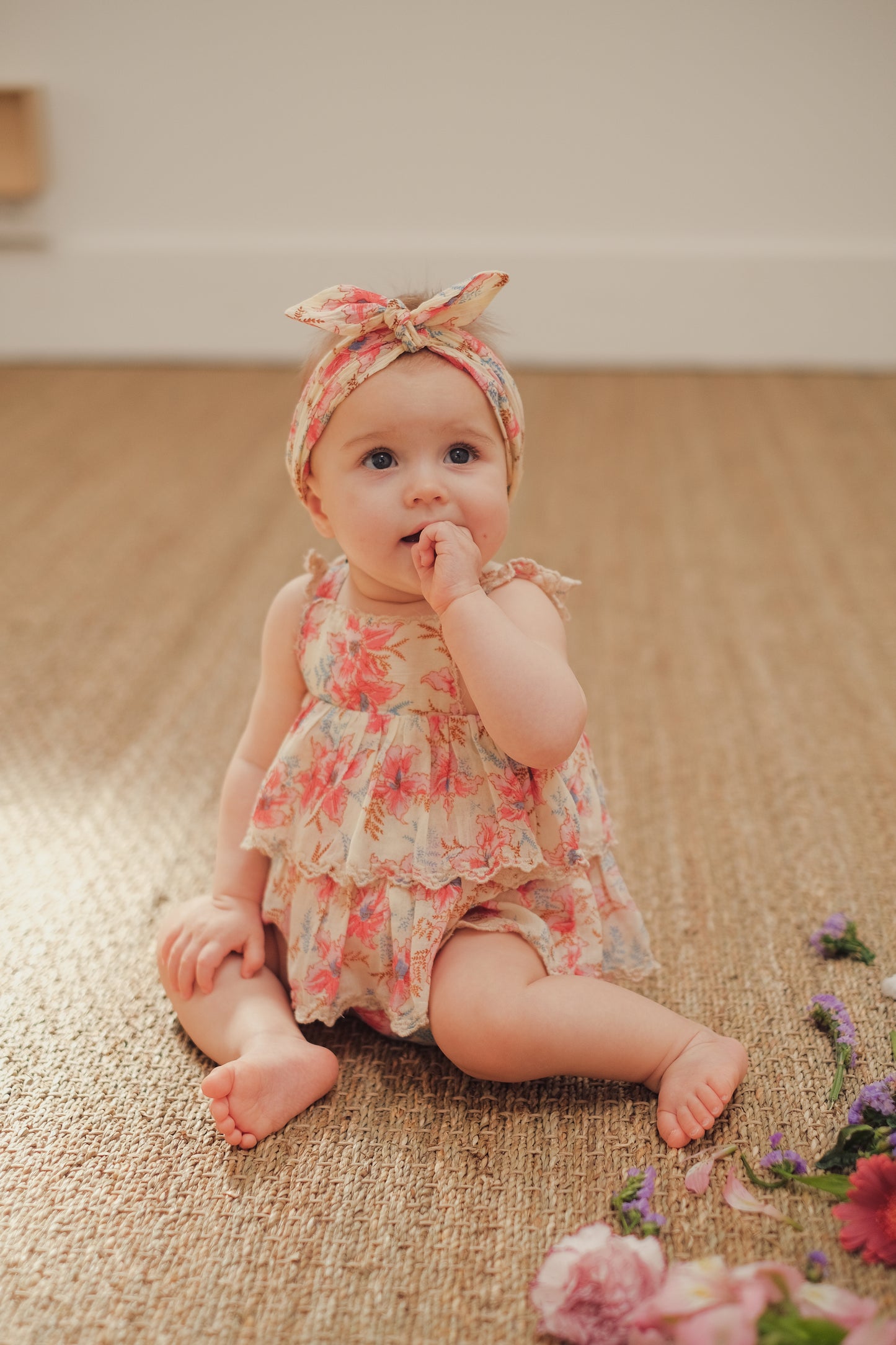 Salome Romper Raspberry Flowers