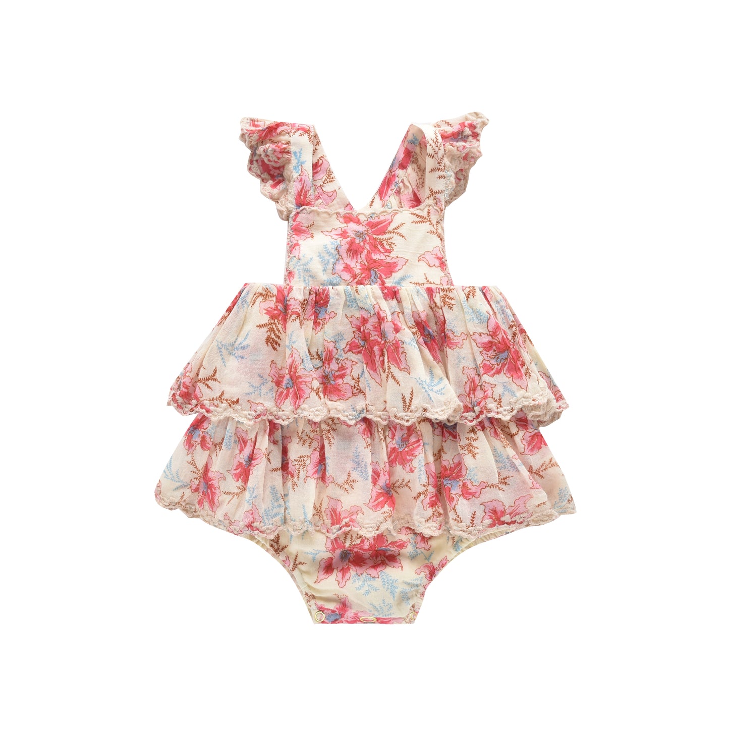 Salome Romper Raspberry Flowers