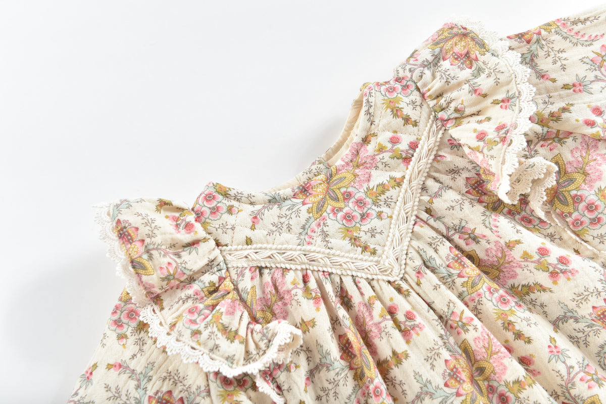 Lara klänning Cream French Flowers