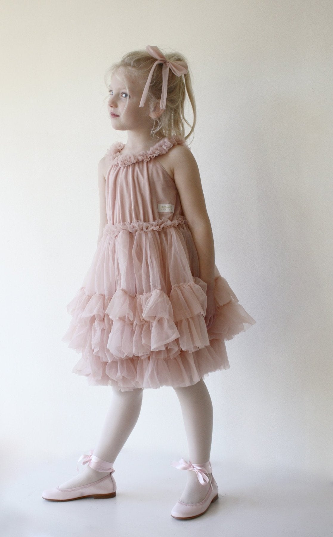 Ruffled Chiffon Dance Dress Klänning Pink