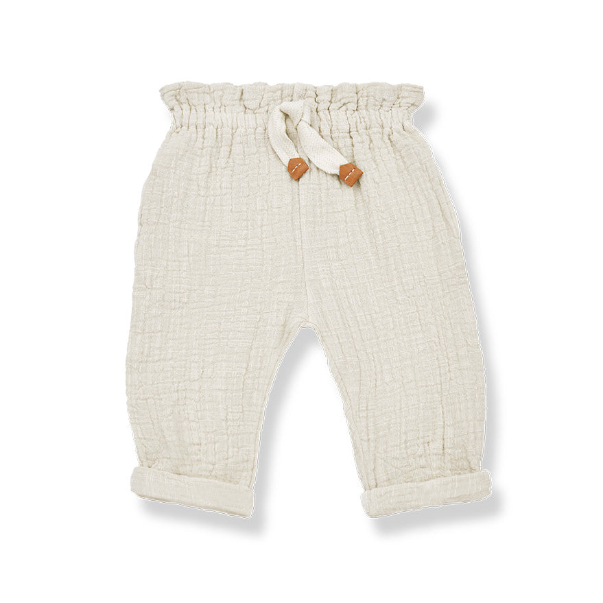 Joana Double Cotton Muslin Pants Bone