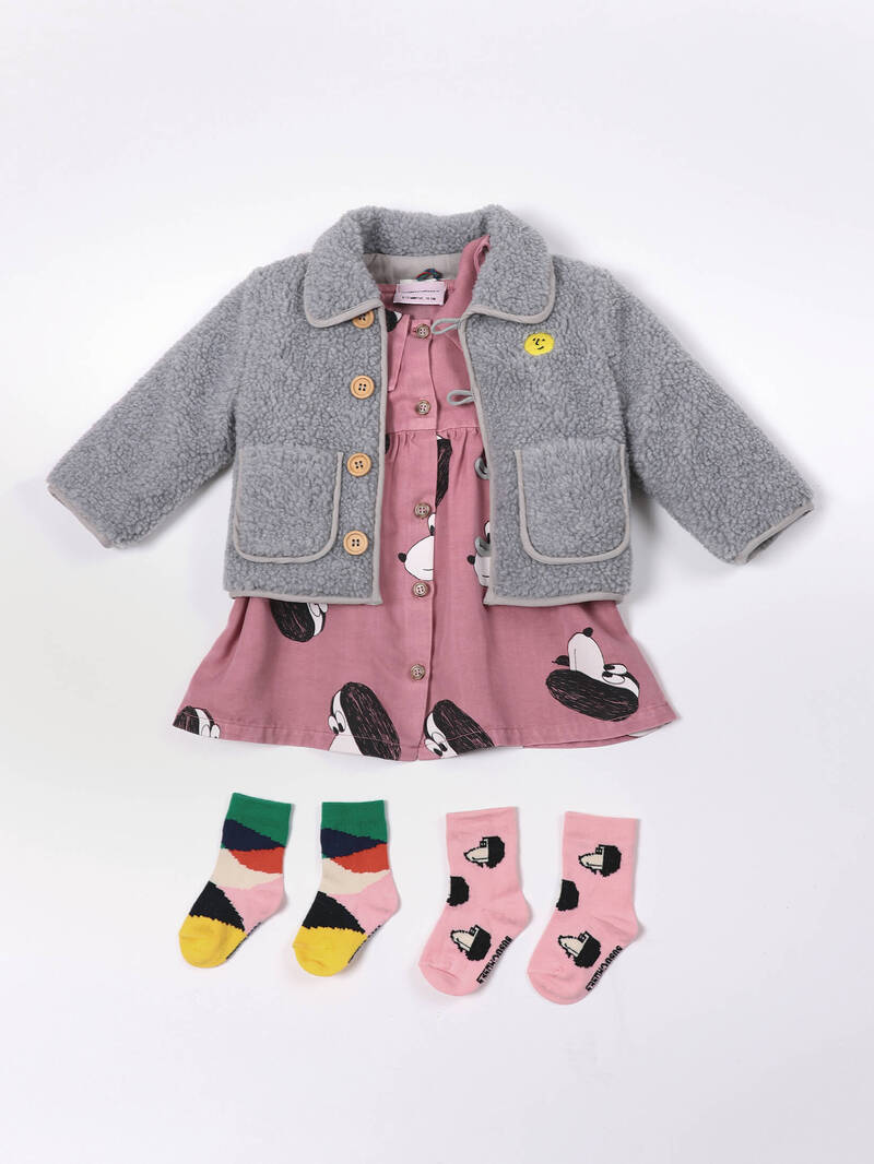 Doggie all over buttoned woven dress mesa rose