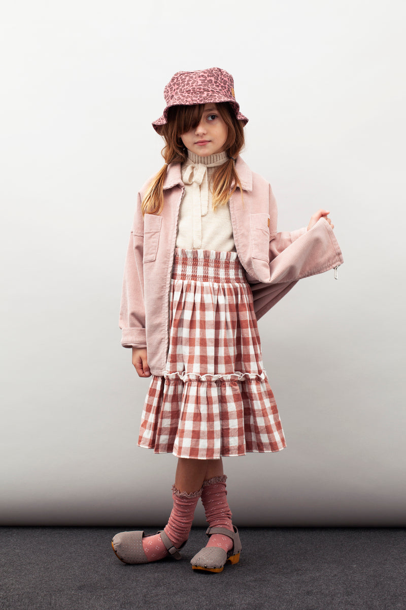 Vichy Frames Midi Skirt dark pink