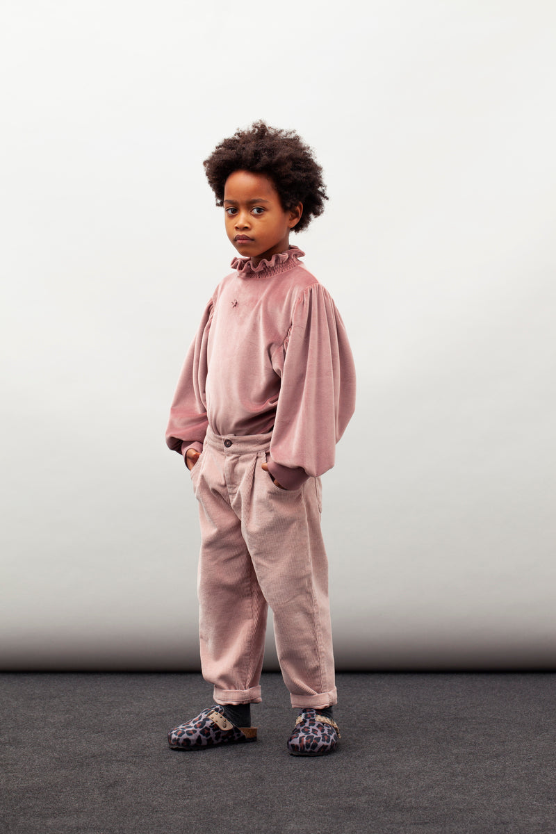 Velvet Turtle Neck T-Shirt dark pink