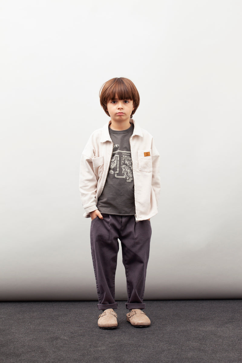 Corduroy Overshirt With Print off white