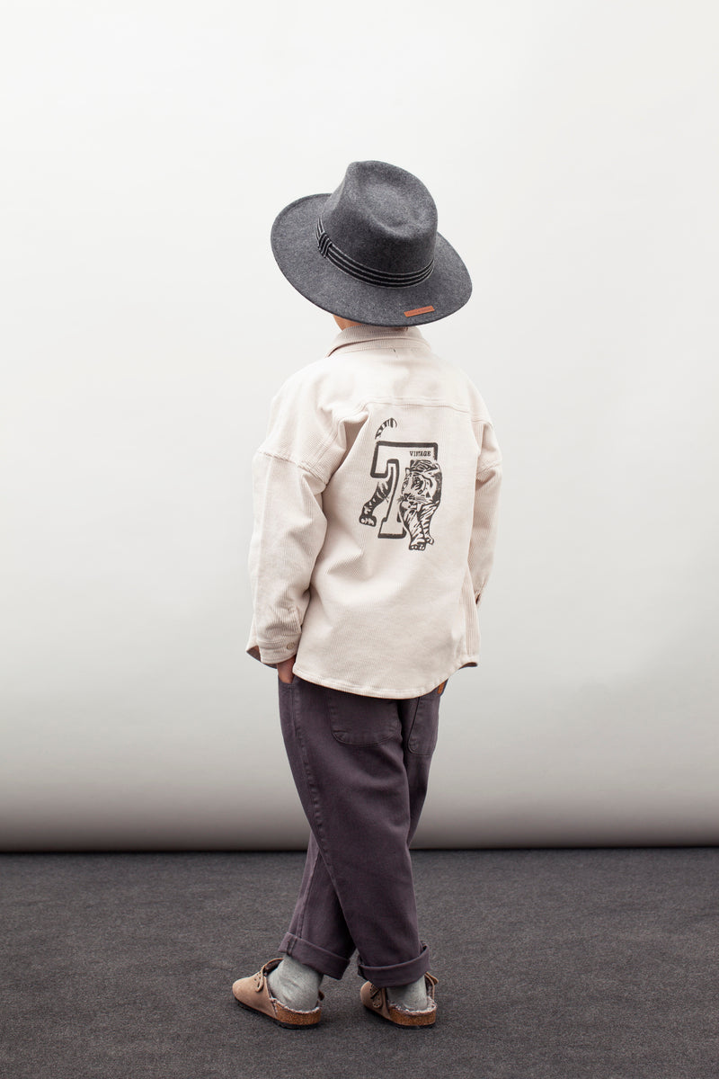 Corduroy Overshirt With Print off white