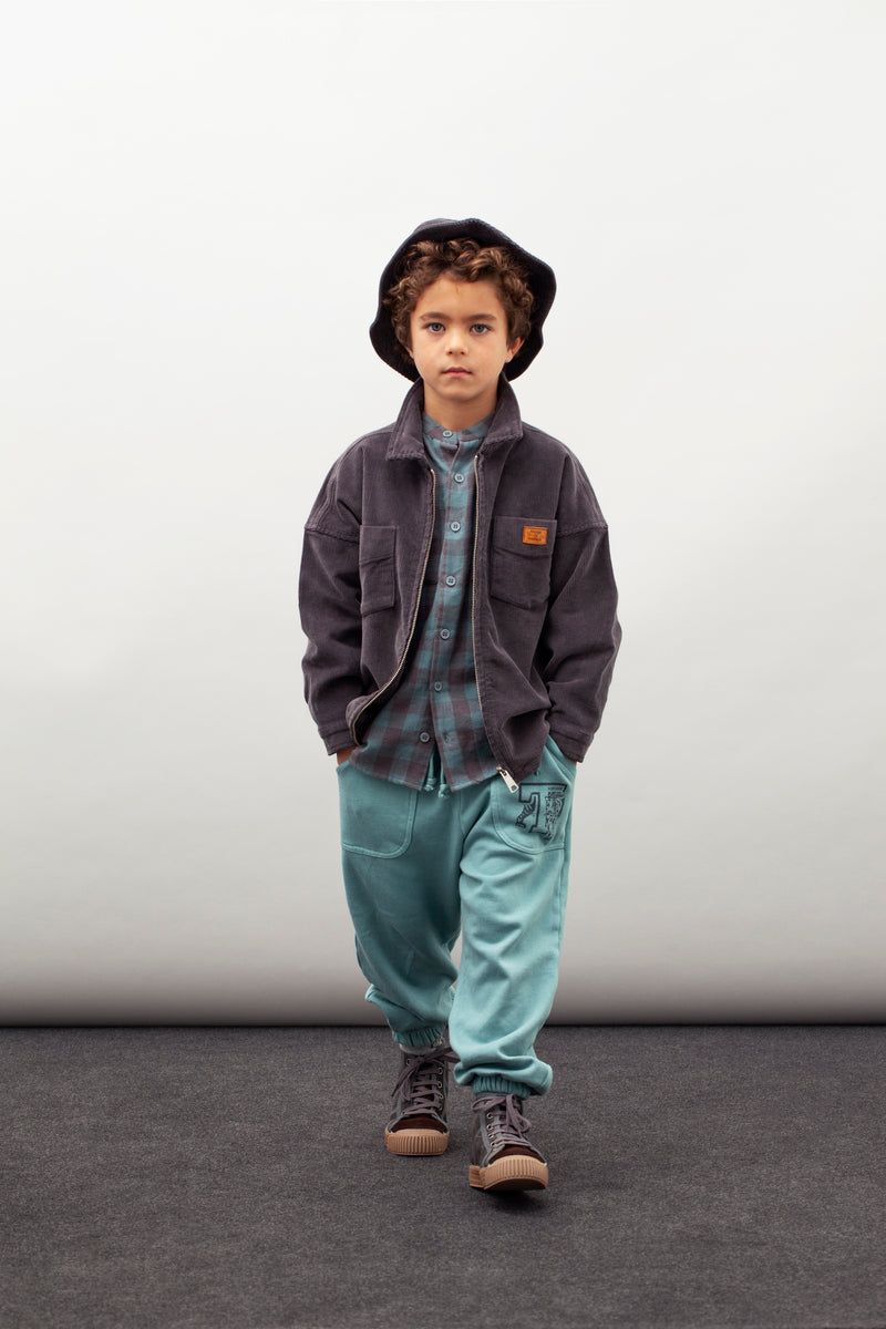 Corduroy Overshirt With Print dark grey