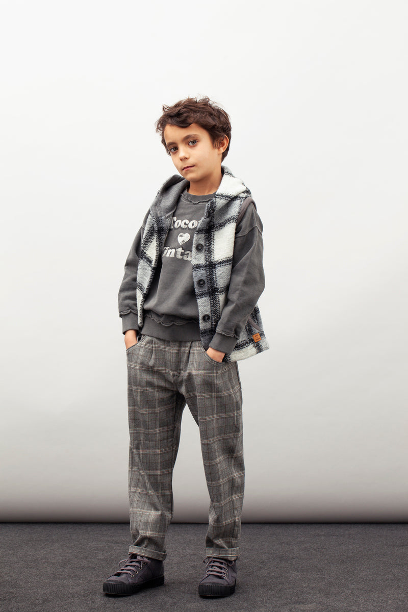 Checked Pants dark grey