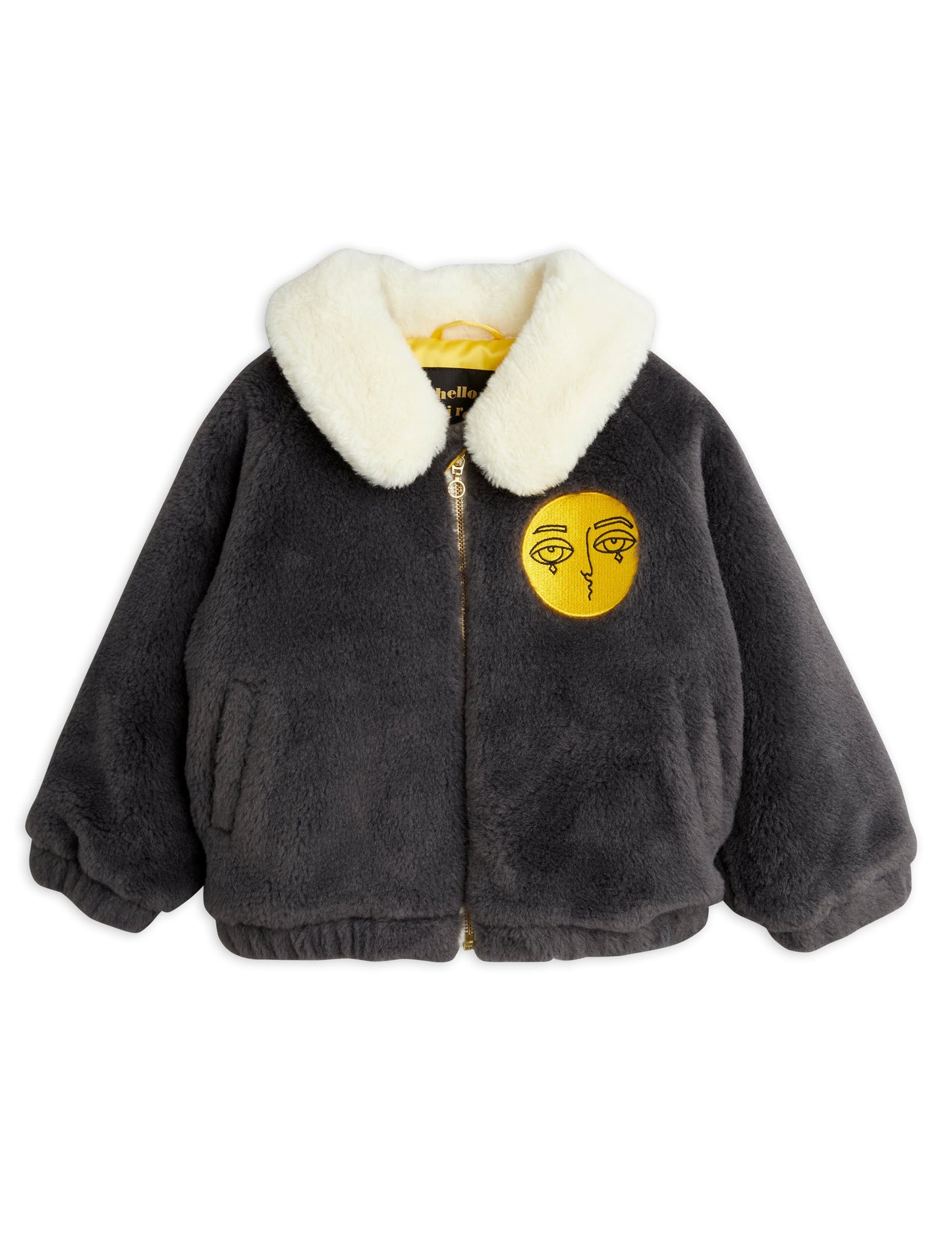 Faux Fur Aviator Jacket Dark Grey