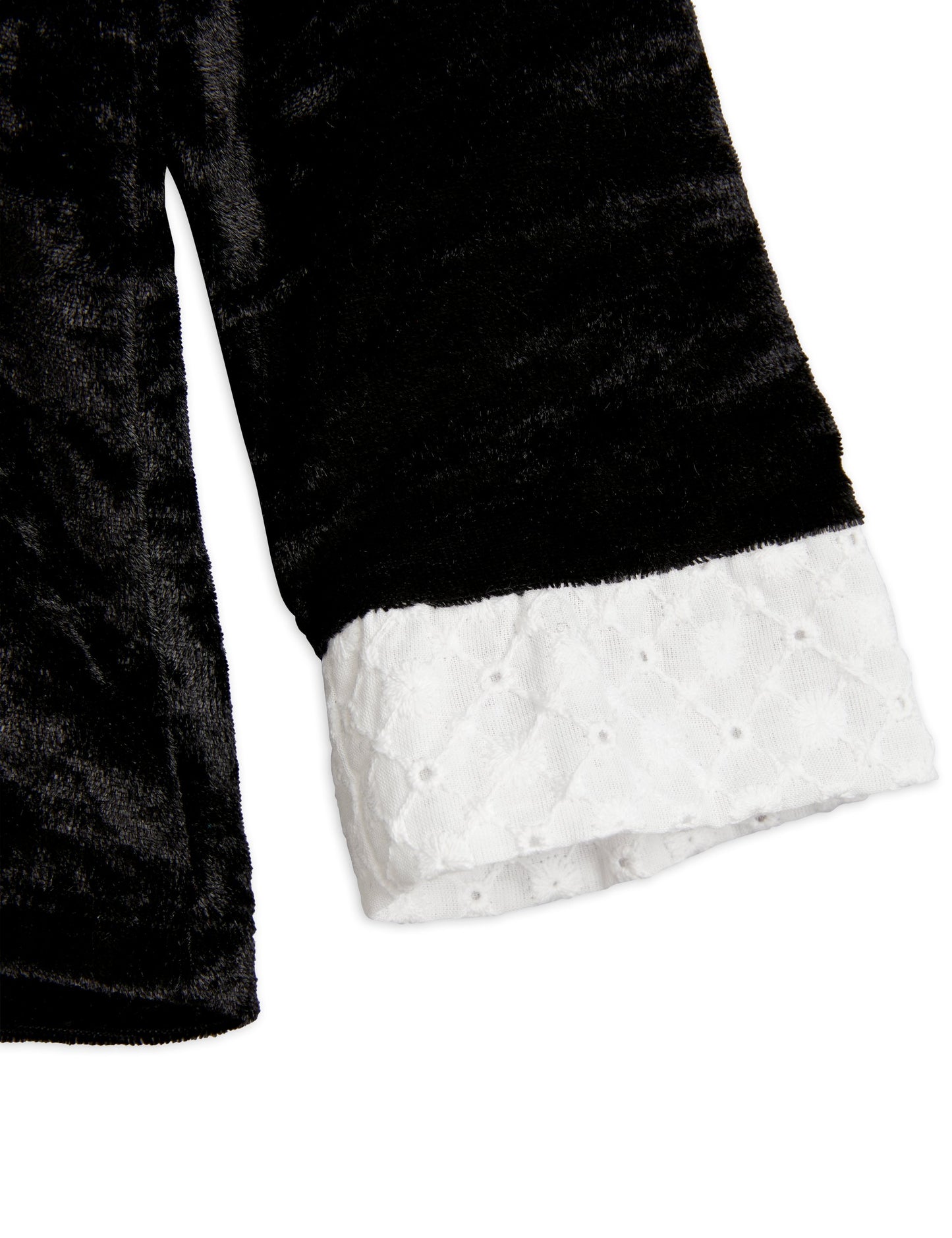 Crushed Velour High Neck Ls Tee Black