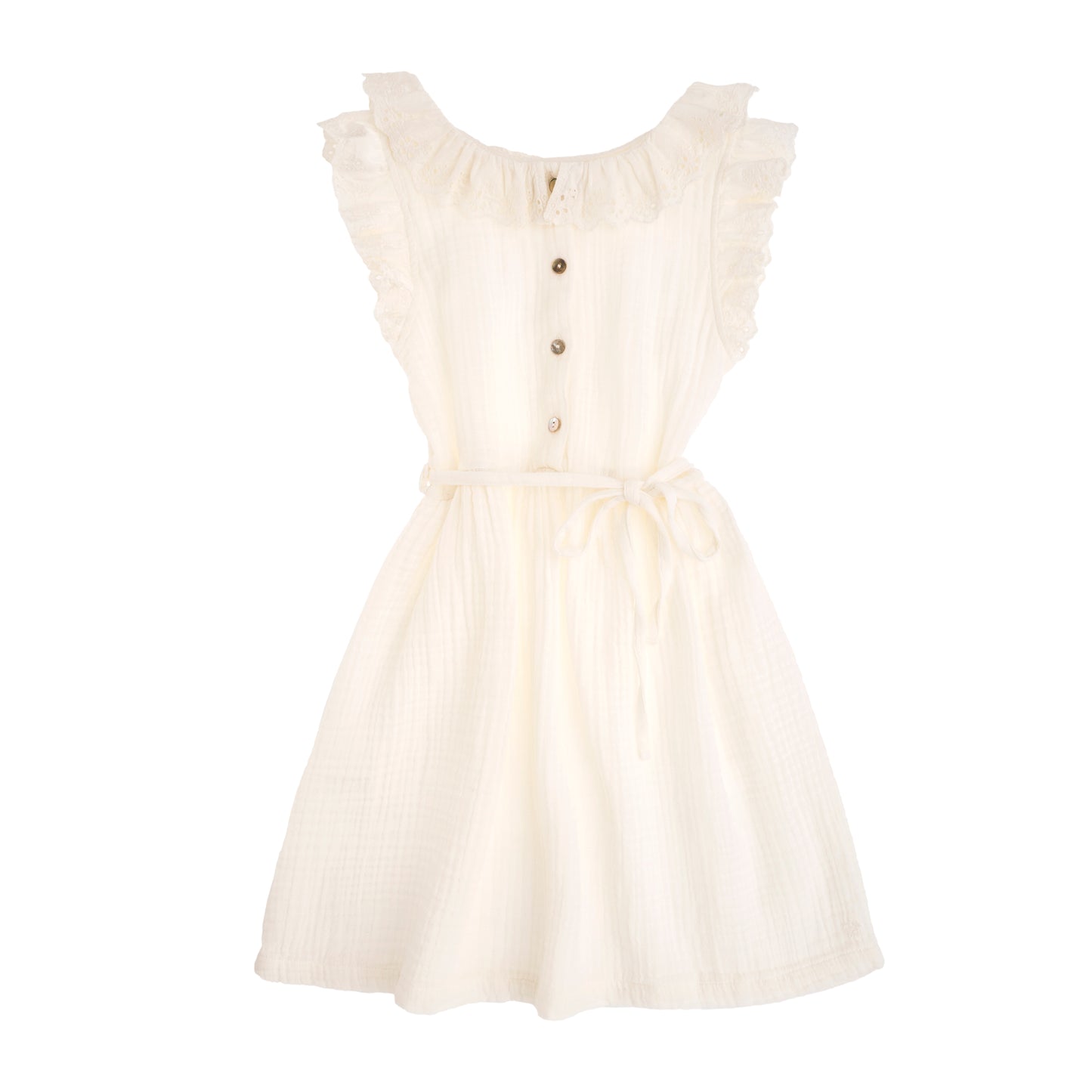 Lace Dress With Belt Ecru