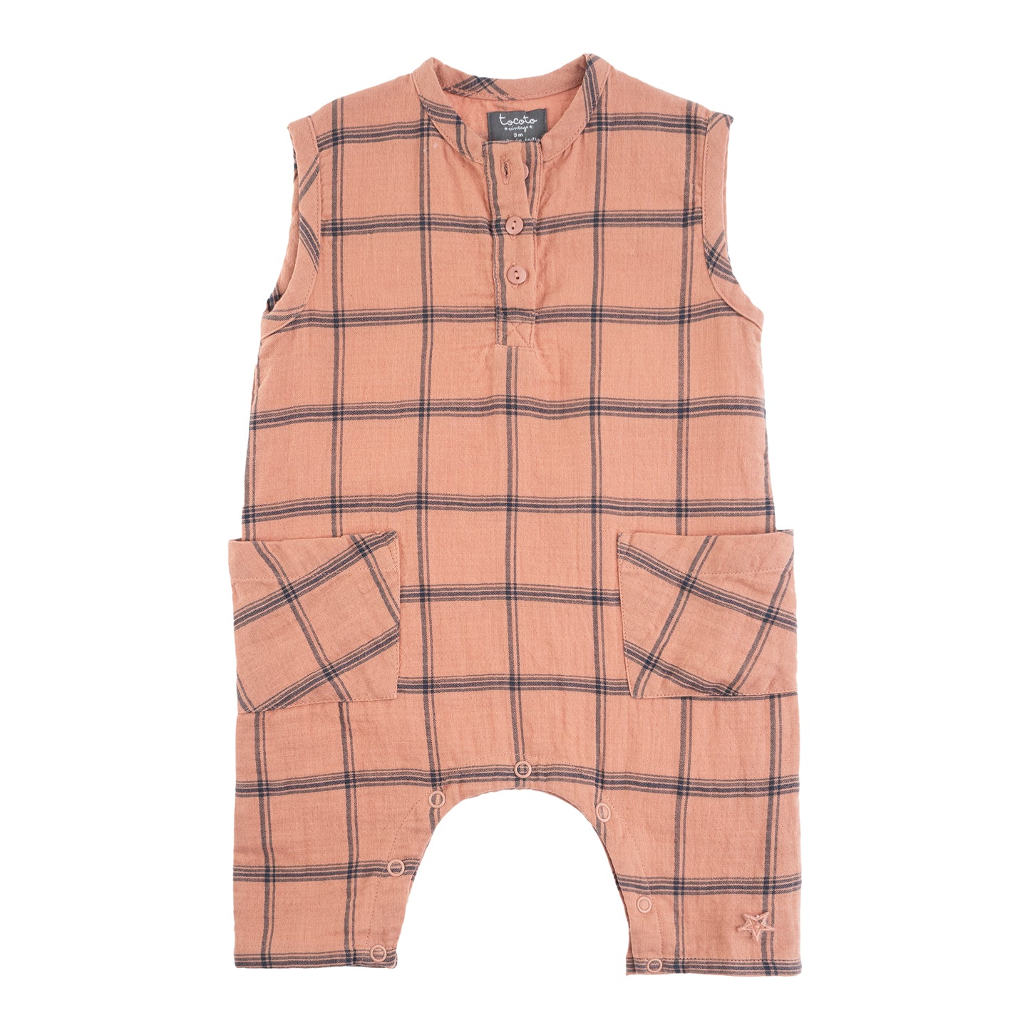Checked Dungarees Light Brown