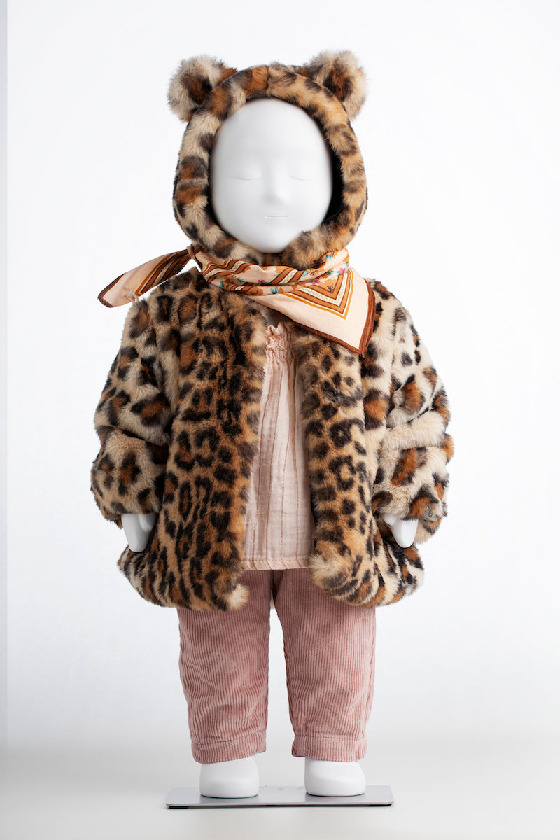 Baby Fur Coat Bear Hood brown