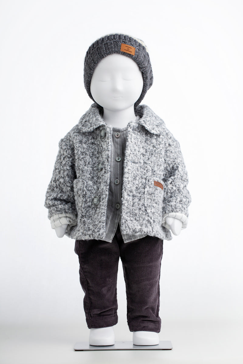 Baby Striped Fur Coat grey