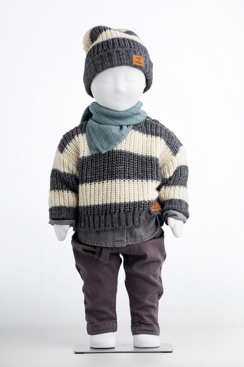 Knited Striped Cap dark grey