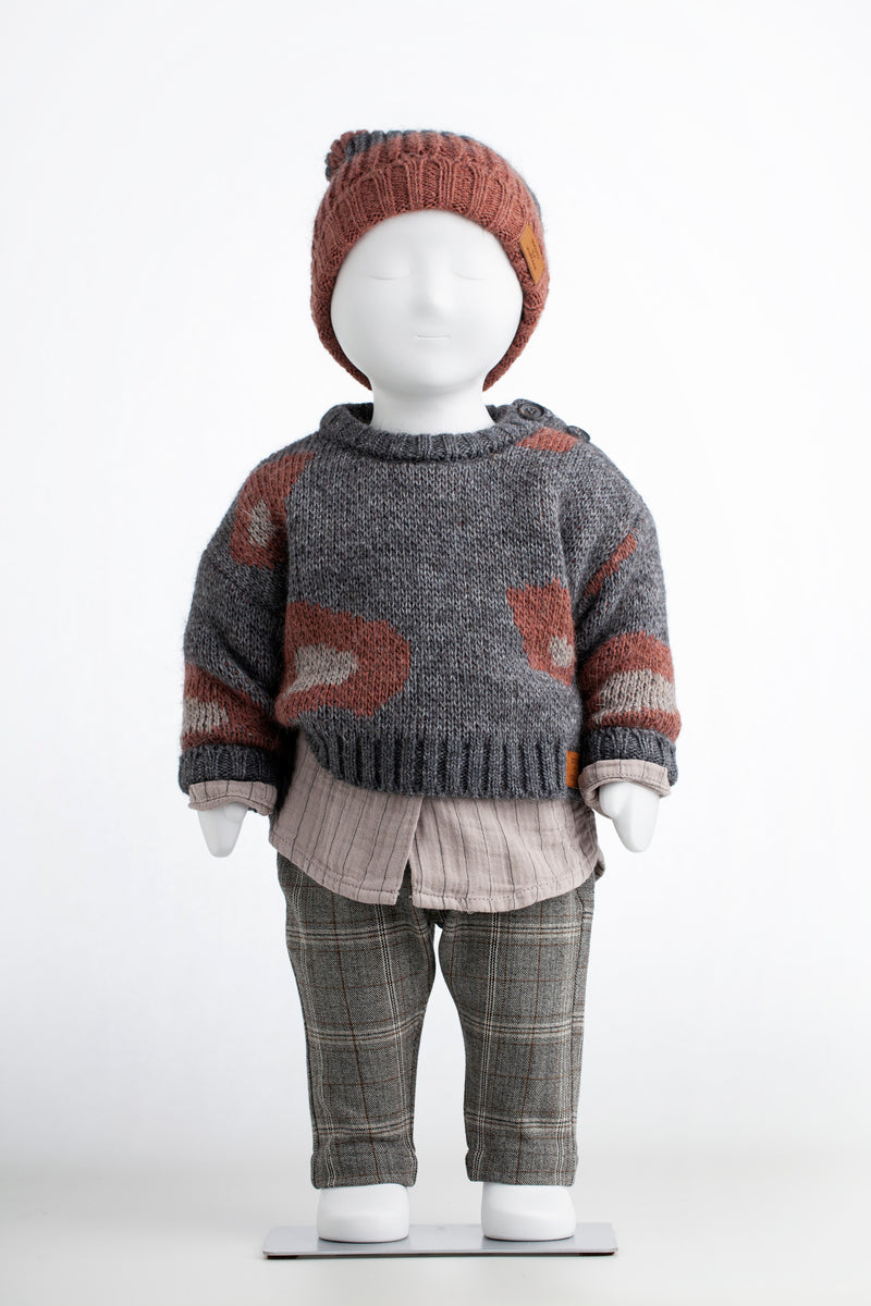 Baby Checked Pants dark grey