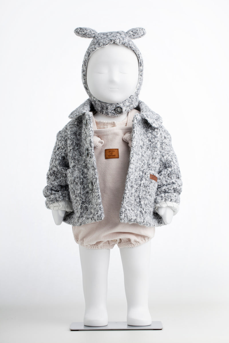 Baby Striped Fur Coat grey