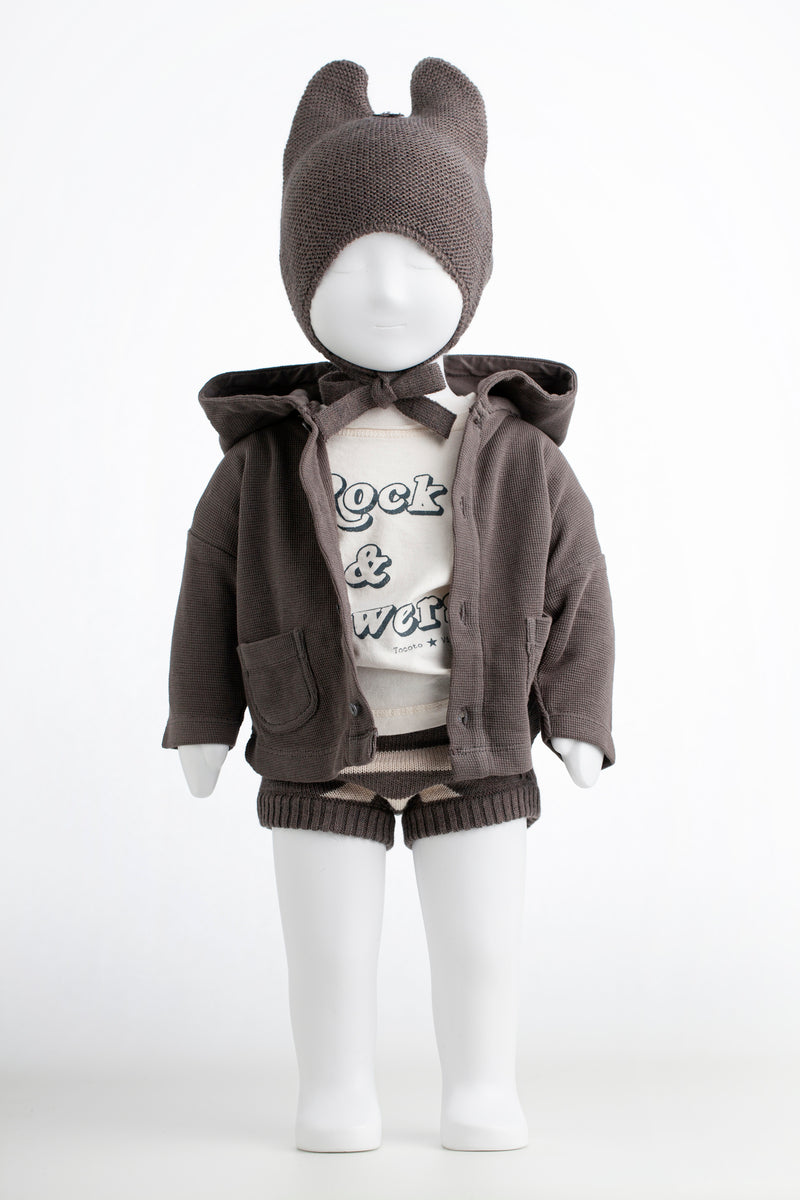 Knitted Striped Baby Coulotte dark grey