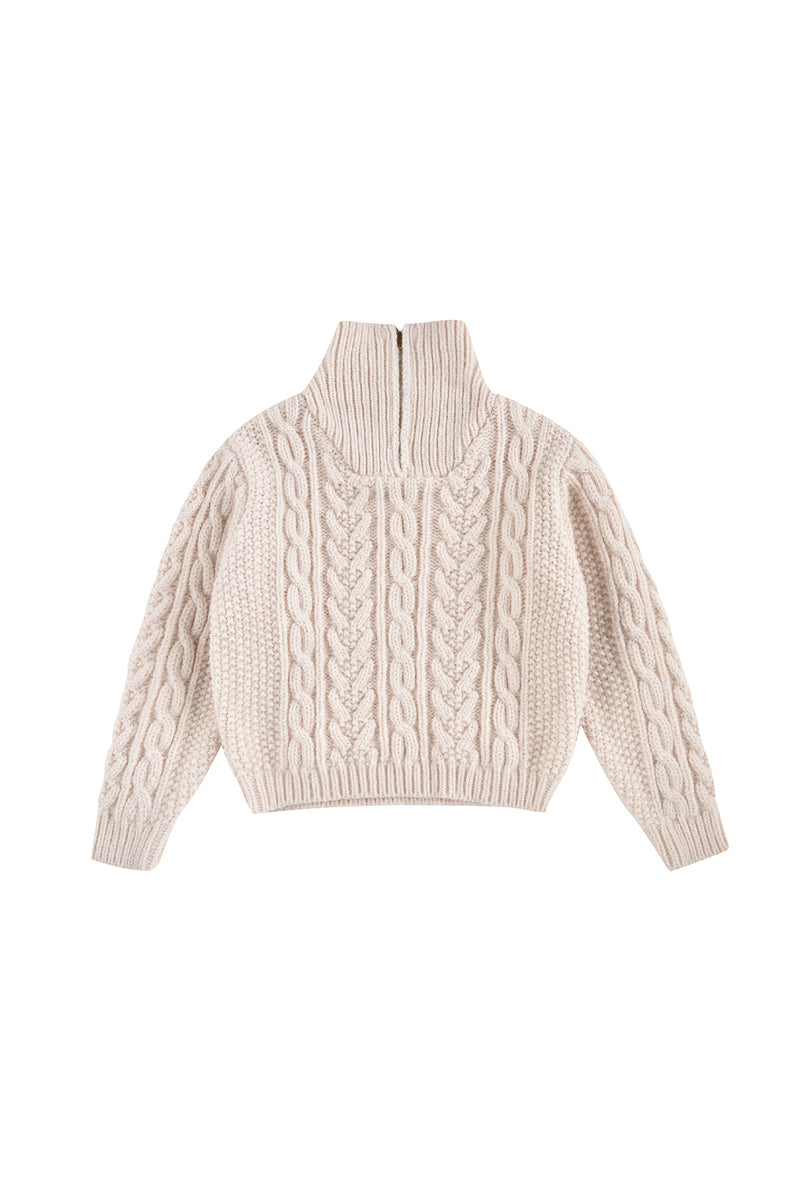 Kalie Kabelstickad Tröja Cream