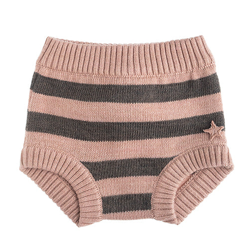 Knitted Striped Baby Coulotte pink