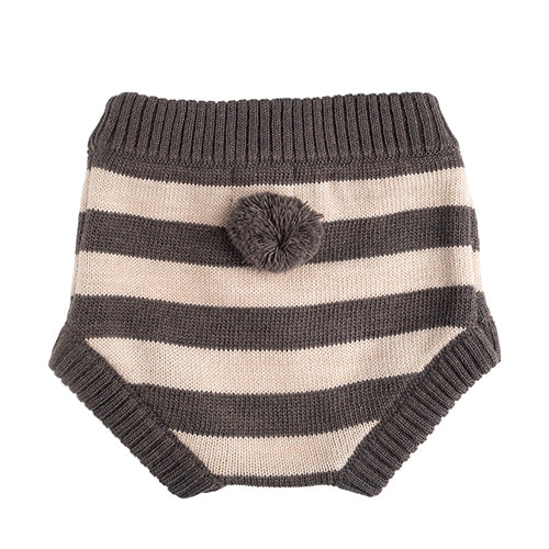Knitted Striped Baby Coulotte dark grey