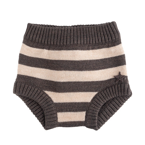 Knitted Striped Baby Coulotte dark grey