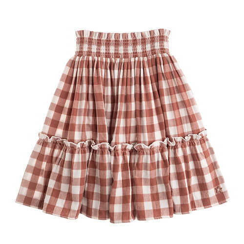 Vichy Frames Midi Skirt dark pink